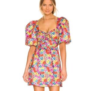 NWOT For Love And Lemons Merrill Puff Sleeve Mini Dress